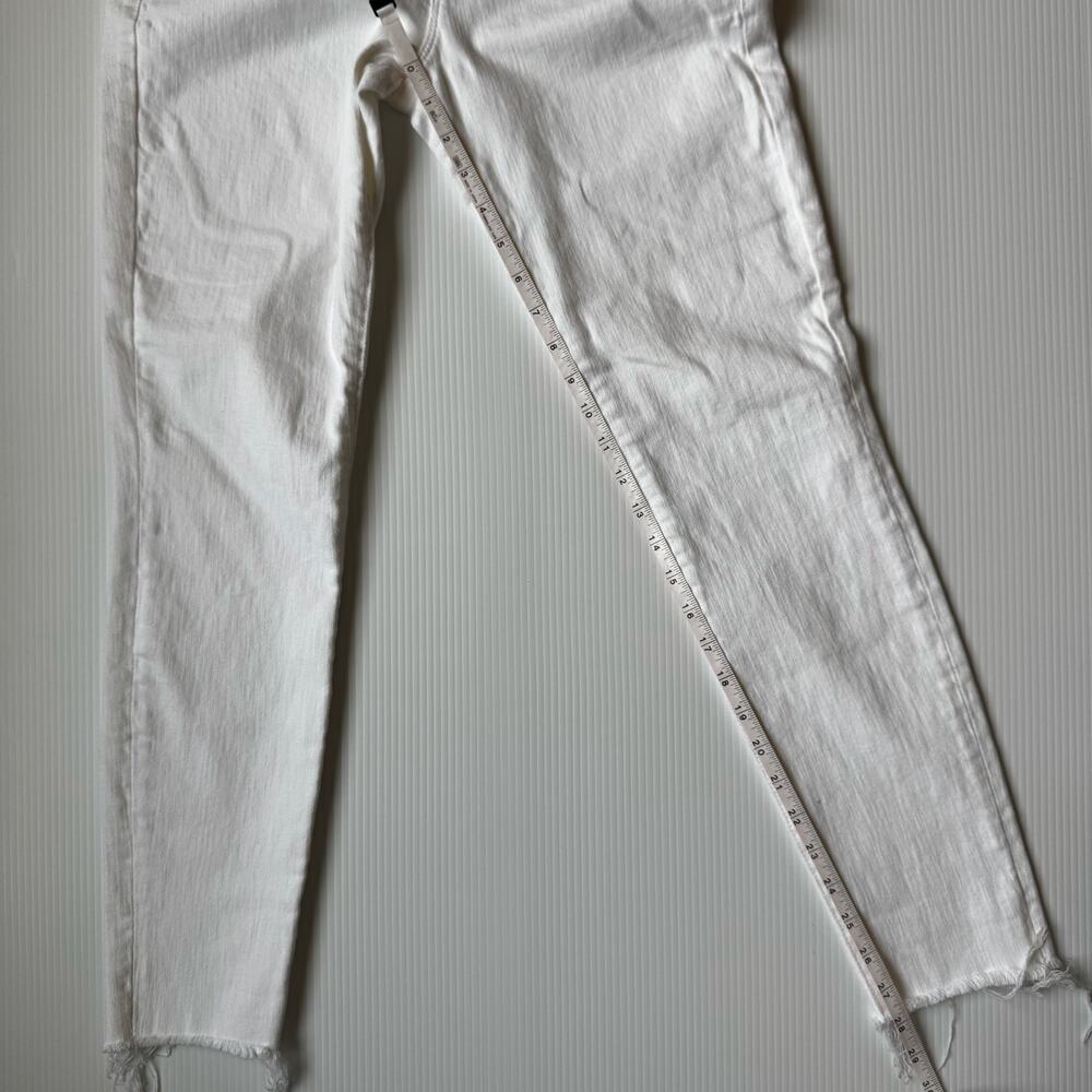 MOTHER Pixie Ankle Fray Skinny Jeans 28 White Button Fly Frayed Hem Clean Girl - Picture 9 of 16